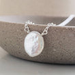 Load image into Gallery viewer, Oval Coin Pearl Necklace • Single Pearl Necklace • Flat White Pearl • Minimalist Necklace • Bridesmaid Gift • Gift For Her • Delicate Chain