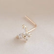 Load image into Gallery viewer, 14K Gold & Cubic Zirconia Butterfly L-Bend Nose Stud - by Studio Blue