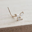 Load image into Gallery viewer, 14K Gold & Cubic Zirconia Butterfly L-Bend Nose Stud - by Studio Blue