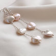 Load image into Gallery viewer, Drop earrings with three keshi pearls on delicate sterling silver chain - By Studio Blue