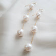 Load image into Gallery viewer, Large, white freshwater pearl long drop earrings. Wedding Jewelry - by Studio Blue