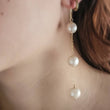 Load image into Gallery viewer, Large, white freshwater pearl long drop earrings. Wedding Jewelry - by Studio Blue