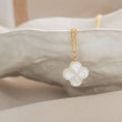 Load image into Gallery viewer, carved mother pearl four leaf clover, shamrock necklace