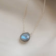 Load image into Gallery viewer, Sterling silver Flat Faceted teardrop Labradorite necklace - by Studio Blue