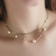 Load image into Gallery viewer, Dainty Pearl Station Necklace • Mixed Pearls On A Delicate Chain • White Pearl Necklace • Bridesmaid gift • Small Freshwater Pearls • Bridal
