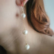 Load image into Gallery viewer, Long Pearl Drop Earrings • Freshwater Pearls • Bridal Jewelry • Wedding Earrings • White Pearl Dangle Earrings • Perfect Gift For The Bride