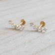 Load image into Gallery viewer, Diamond CZ Ear climber featuring 5 stones, made from implant grade titanium, 14k gold plated. Screw in flat back style for cartilage or lobe by Studio Blue on Etsy