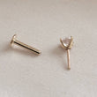 Load image into Gallery viewer, 14 karat gold and Diamond CZ push in style flat back stud with front and back separated