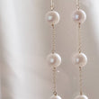 Load image into Gallery viewer, Large, white freshwater pearl long drop earrings. Wedding Jewelry - by Studio Blue