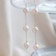 Load image into Gallery viewer, Large, white freshwater pearl long drop earrings. Wedding Jewelry - by Studio Blue