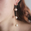 Load image into Gallery viewer, Large, white freshwater pearl long drop earrings. Wedding Jewelry - by Studio Blue