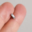Load image into Gallery viewer, Cubic Zirconia Baguette Studs. Flat Back push in comfort fit. Sleep in earrings in Titanium between 2 fingers by Studio Blue on Etsy