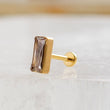 Load image into Gallery viewer, Cubic Zirconia Baguette Studs. Flat Back push in comfort fit. Sleep in earrings in Gold plated Titanium by Studio Blue on Etsy
