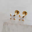 Load image into Gallery viewer, White opal flat back studs in 14K gold plated 316L Surgical Steel, push in style by Studio Blue on Etsy