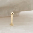 Load image into Gallery viewer, PSolid 14K Yellow Gold Ball studs. Flat back, push-in style. 18 gauge Labret. Monroe, cartilage, 3mm ball, by Studio Blue on Etsy