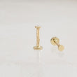 Load image into Gallery viewer, Tiny 2mm dot studs in solid 14k Gold, Screw in flat back nap in earrings by Studio Blue on Etsy