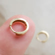 Load image into Gallery viewer, Solid 14K yellow Gold, Squared Modern style Hoop earrings. Click in style. By Studio Blue on Etsy