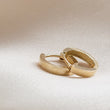 Load image into Gallery viewer, Solid 14K yellow Gold, Squared Modern style Hoop earrings. Click in style. By Studio Blue on Etsy