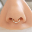 Load image into Gallery viewer, Micro pavé clicker hoop in 316L Surgical Steel or 14k Gold Plate. 18 gauge, front-facing conch, tragus or septum hoop available in 3 sizes by Studio Blue on Etsy