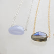Load image into Gallery viewer, Gemstone Cloud Necklace, Labradorite and 14k gold fill chain and Blue LAce Agate on sterling silver chain by Studio Blue on Etsy