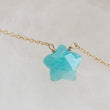 Load image into Gallery viewer, Gemstone star necklace in Amazonite with 14k gold fill chain on model, by Studio Blue on Etsy