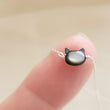 Load image into Gallery viewer, Black Mother of Pearl carved cat charm on delicate chain in sterling silver, by Studio Blue on Etsy