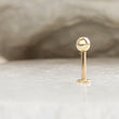 Load image into Gallery viewer, Solid 14K Yellow Gold Ball studs. Flat back, push-in style. 18 gauge Labret. Monroe, cartilage, 4mm ball, by Studio Blue on Etsy