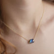 Load image into Gallery viewer, Gemstone Cloud Necklace, Labradorite and 14k gold fill chain on model, by Studio Blue on Etsy