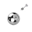 Load image into Gallery viewer, Single Titanium ball back with silicone center and smaller side view of titanium ball back in use with a Diamond stud earring on white background by Studio Blue on Etsy