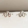 Load image into Gallery viewer, Tiny Snake Studs • Golden Snake Earrings • Small Stud Earrings • Little Snakes • Delicate Post Earrings • Snake Jewelry
