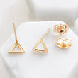 Load image into Gallery viewer, 14k Gold Triangle Studs • Small Geometric Earrings • Gold Triangular Earrings • Minimalist Earrings • Post Earrings • 14 Karat Gold Earrings