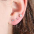 Load image into Gallery viewer, Implant Grade Titanium • Flatback Studs with CZ Bezel Set Ball Top • Threadless Push In • Labret • Cartilage • Monroe • Nose • 20g or 18g