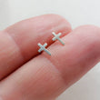 Load image into Gallery viewer, Tiny Cross Earrings • Pair of Silver Cross Studs • Small Stud Earrings • Simple Jewelry • Tiny Silver Studs • Stud Earrings • Gift For Her