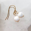 Load image into Gallery viewer, Tiny Coin Pearl Earrings • Delicate Pearl Drops • Simple Pearl Earrings • White Pearls • Bridesmaid Gift • Dainty Pearl Earrings • Gold