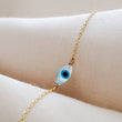 Load image into Gallery viewer, Dainty Evil Eye Bracelet • Mother of Pearl Evil Eye • Stacking Bracelet • Delicate Bracelet • Good Luck • Protection • Best Friend Gift
