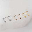 Load image into Gallery viewer, Tiny Ball L Bend Nose Stud • 18g or 20g • Surgical Steel • Gold • Rose Gold • 2mm Ball Stud • Delicate Nose Stud • Dainty Stud