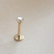Load image into Gallery viewer, 14k Gold & CZ Diamond Flat Back Studs • 18 Gauge Screw Back Studs • Prong Set Stones • Comfort backs • Dainty 14K Stud earrings