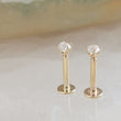 Load image into Gallery viewer, 14k Gold & CZ Diamond Flat Back Studs • 18 Gauge Screw Back Studs • Prong Set Stones • Comfort backs • Dainty 14K Stud earrings