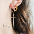 Load image into Gallery viewer, Dainty Dagger Hoops • Edgy Jewelry • Goth Style • Knife Charm • Badass Style • Sword Charm • Best Friend Gift • Punk Rock • Retro 80's
