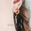 Load image into Gallery viewer, Dainty Dagger Hoops • Edgy Jewelry • Goth Style • Knife Charm • Badass Style • Sword Charm • Best Friend Gift • Punk Rock • Retro 80's
