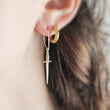 Load image into Gallery viewer, Dainty Dagger Hoops • Edgy Jewelry • Goth Style • Knife Charm • Badass Style • Sword Charm • Best Friend Gift • Punk Rock • Retro 80's