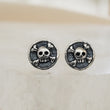 Load image into Gallery viewer, Skull & Crossbones Studs • Silver Skulls • Gift For Best Friend • Punk Style • Gothic • Jolly Roger • Memento Mori • Gift For Sailor