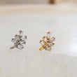 Load image into Gallery viewer, Baguette Flat Back Stud • Delicate Leaf CZ Earring • 16G Push In Labret • Surgical Steel Cartilage Stud • Minimalist Ear Stack • Labret