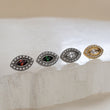 Load image into Gallery viewer, Evil Eye Flat Back Studs • Threadless Push In Style • Titanium • Hypoallergenic • Nap Studs • Waterproof Earrings • Gift for Her