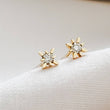 Load image into Gallery viewer, Starburst Diamond Studs • Genuine Diamond Earrings • Dainty Diamond Studs • Compass Rose Studs • Solid Gold & Diamonds • Full Cut