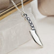 Load image into Gallery viewer, Tiny Knife Necklace • Edgy Jewelry • Layering Necklace • Goth Style • Knife Charm • Badass Style • Best Friend Gift • Chef's Knife Charm
