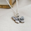 Load image into Gallery viewer, Tiny Butterfly Necklace • Sterling Silver Butterfly Charm • Dainty Layering Necklace • Gift For Flower Girl • Nature Lover • Feminine Style