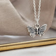 Load image into Gallery viewer, Tiny Butterfly Necklace • Sterling Silver Butterfly Charm • Dainty Layering Necklace • Gift For Flower Girl • Nature Lover • Feminine Style