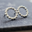 Load image into Gallery viewer, Dainty Dot Circle Studs • Sterling Silver Stud Earrings • Minimalist Style • Modern Beaded Circles • Post Earrings • Gift For Her