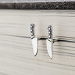 Load image into Gallery viewer, Tiny Knife Studs • Chef's Knife Earrings • Edgy Jewelry • Miniature Knife • Gold Knife • Punk Rock • 90s • Best Friend Gift • Love To Cook